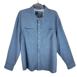 Dakota Grizzly Blue Long Sleeve Collared Pearl Snap Quick Dry Shirt Size XL